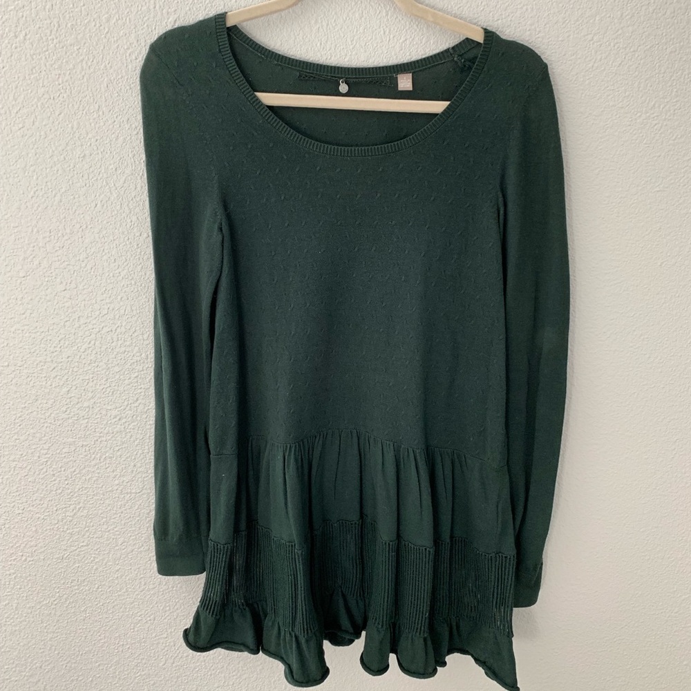 Anthropologie Knitted & Knotted Ruffle Sweater